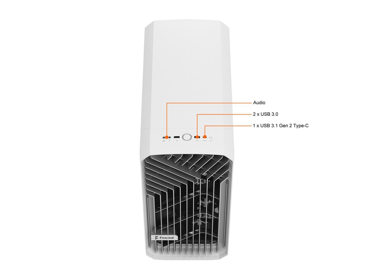 Fractal Design Torrent Compact White Steel / Tempered Glass ATX Mid Tower Computer Case ATX Power Supply