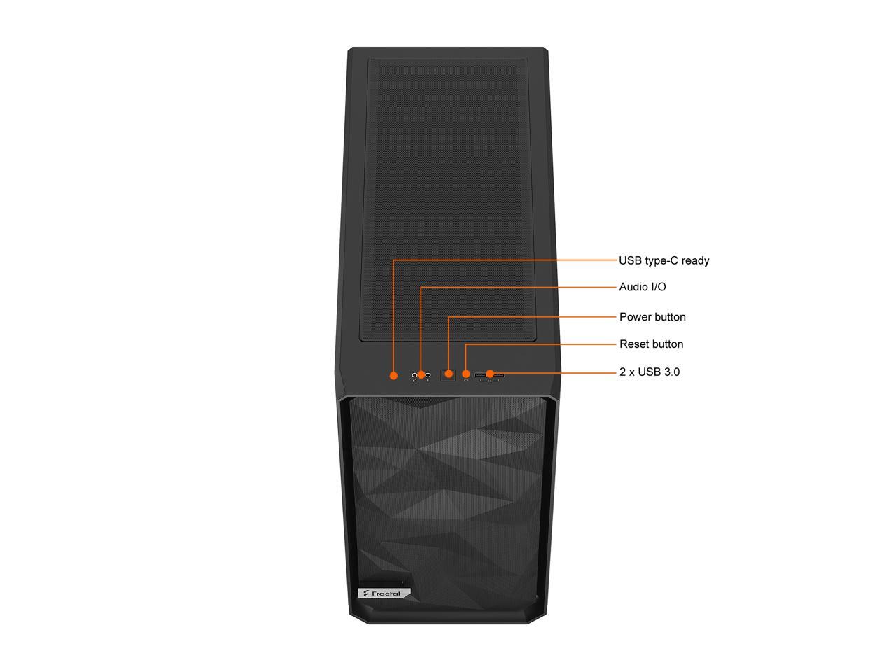 Fractal Design Meshify 2 Lite Black TG Light Tinted Tempered Glass Window ATX Mid Tower Computer Case