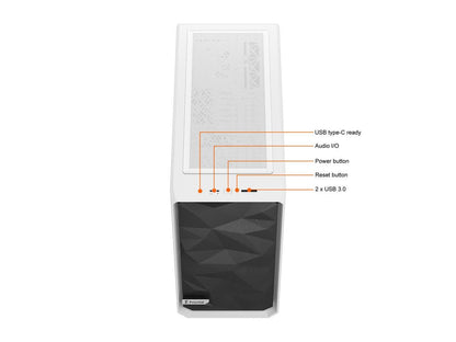 Fractal Design Meshify 2 Lite White TG Clear Tinted Tempered Glass Window ATX Mid Tower Computer Case