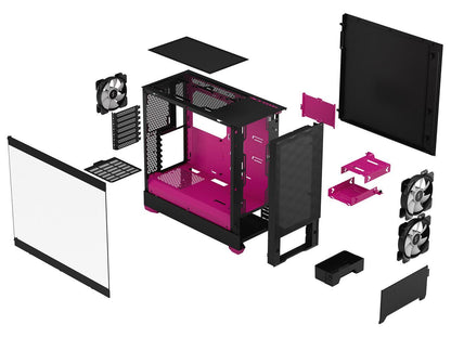 Fractal Design Pop Air RGB Black Magenta Core TG ATX High-Airflow Clear Tempered Glass Window Mid Tower Computer Case