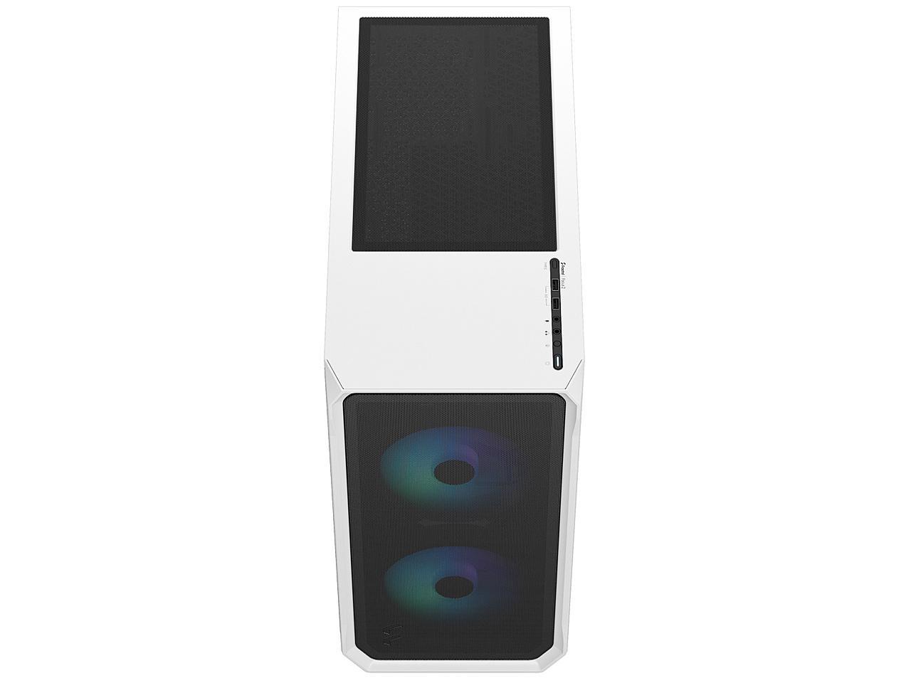 Fractal Design Focus 2 RGB White ATX mATX Mini ITX Clear Tinted Tempered Glass Mid Tower Computer Case