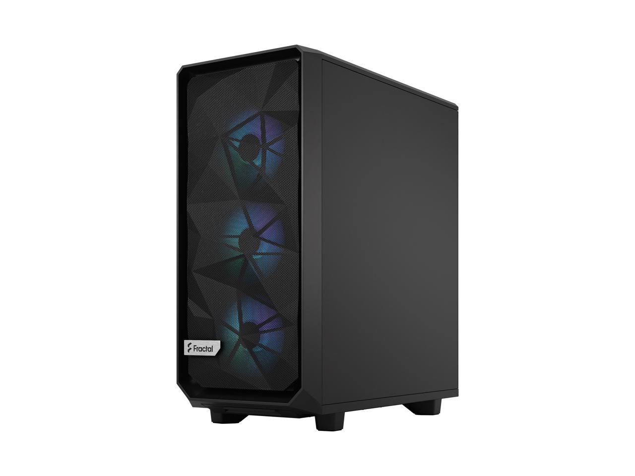 Fractal Design Meshify 2 Compact RGB Black TG High-Airflow Light Tinted Tempered Glass Window PC ATX Mid Tower Computer Case