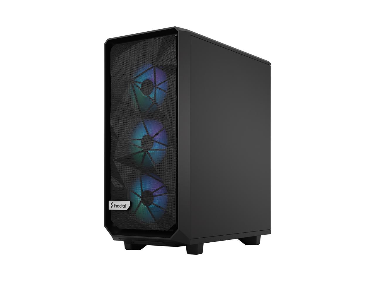 Fractal Design Meshify 2 Compact Lite RGB Black TG High-Airflow Light Tinted Tempered Glass Window PC ATX Mid Tower Computer Case