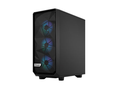 Fractal Design Meshify 2 Compact Lite RGB Black TG High-Airflow Light Tinted Tempered Glass Window PC ATX Mid Tower Computer Case