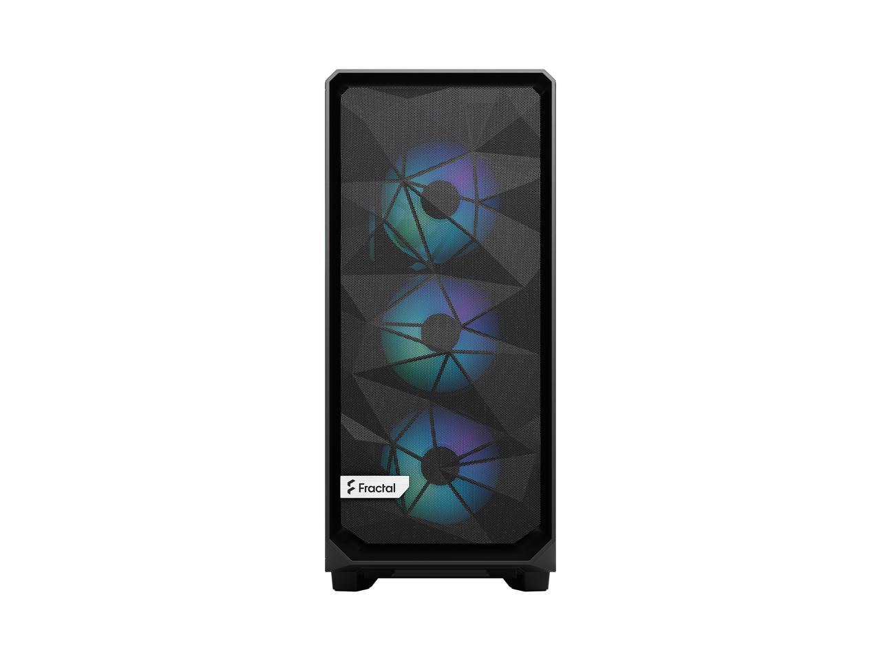 Fractal Design Meshify 2 Compact Lite RGB Black TG High-Airflow Light Tinted Tempered Glass Window PC ATX Mid Tower Computer Case