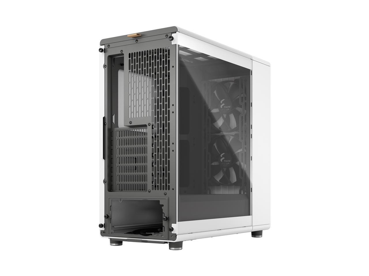 Fractal Design North ATX mATX Mid Tower PC Case - North Chalk White with Oak Front and Clear TG Side Panel