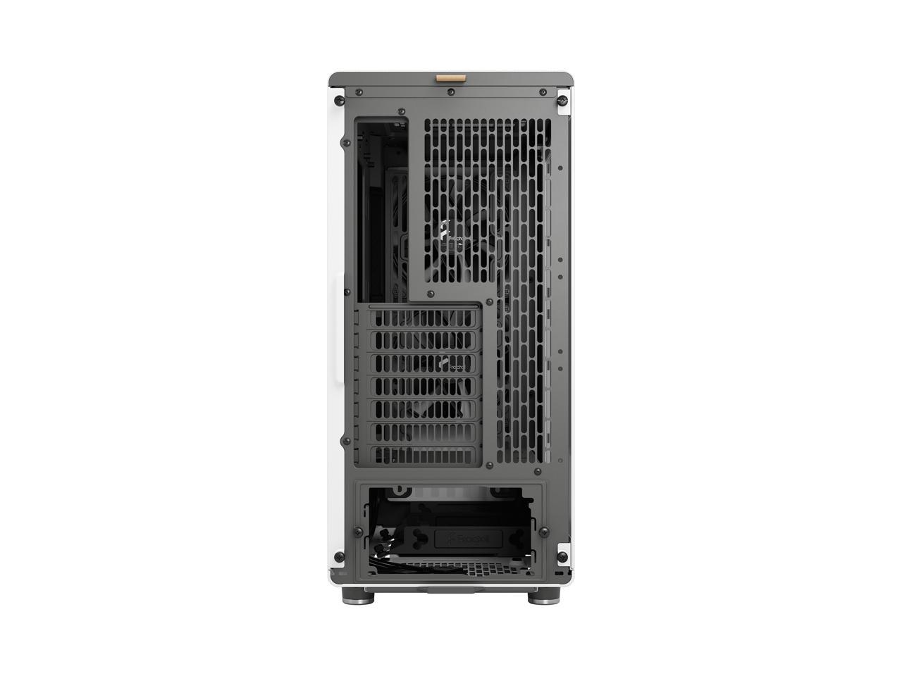 Fractal Design North ATX mATX Mid Tower PC Case - North Chalk White with Oak Front and Clear TG Side Panel