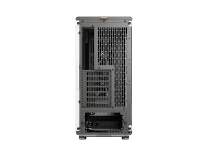 Fractal Design North ATX mATX Mid Tower PC Case - North Chalk White with Oak Front and Clear TG Side Panel