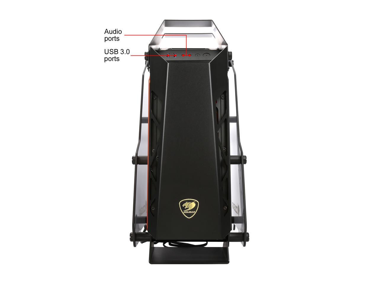 COUGAR Conquer Aluminum Alloy ATX Mid Tower Aluminum Frame Tempered Glass Gaming Case with LED Fan