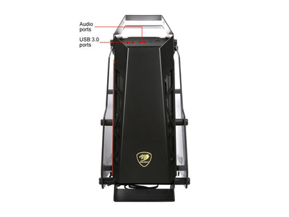 COUGAR Conquer Aluminum Alloy ATX Mid Tower Aluminum Frame Tempered Glass Gaming Case with LED Fan