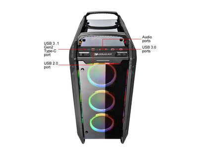 COUGAR Panzer Evo RGB Black ATX Full Tower RGB LED Gaming Case with Remote