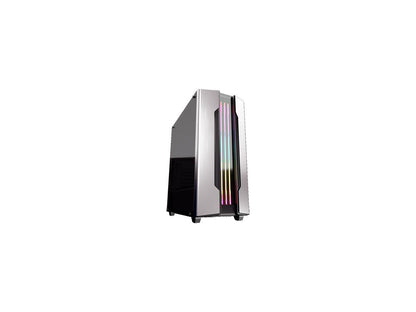 COUGAR Gemini S Silver Gaming Mid Tower Case with a Full-Sized Tempered Glass Cover and Integrated RGB Lighting