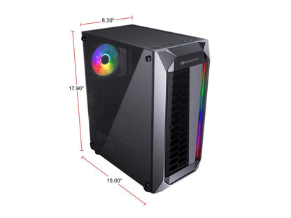 COUGAR MX410 Black Powerful and Compact Mid-Tower Case with Dual RGB Strips