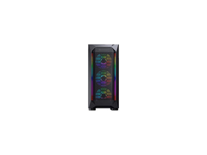 COUGAR MX410 Mesh-G RGB Black ATX Mid Tower Powerful and Compact Mid-Tower Case with Mesh Front Panel and Tempered Glass Built-in 4 RGB Fan