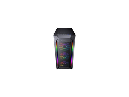 COUGAR MX410 Mesh-G RGB Black ATX Mid Tower Powerful and Compact Mid-Tower Case with Mesh Front Panel and Tempered Glass Built-in 4 RGB Fan