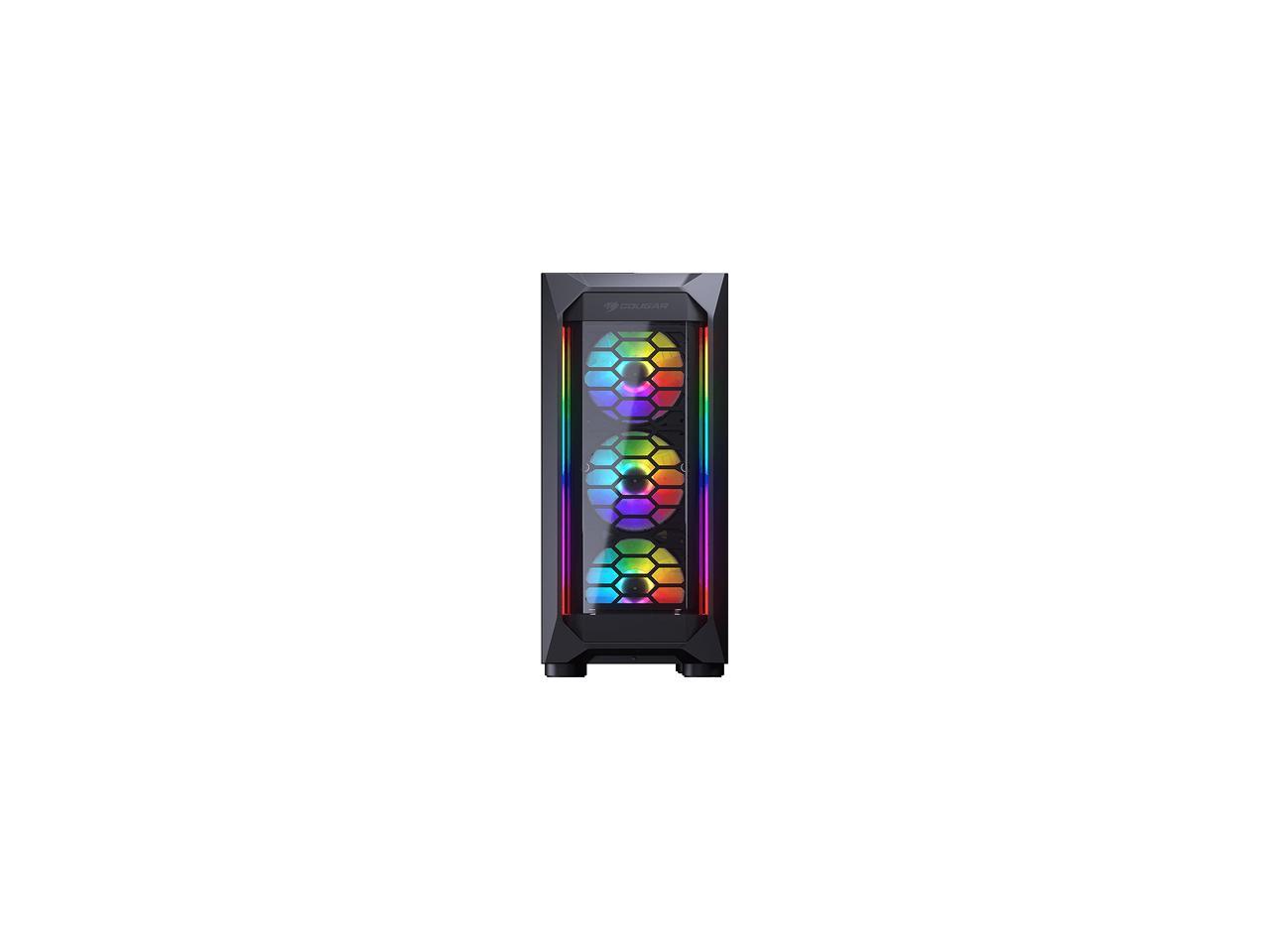 COUGAR MX410-G RGB Black ATX Mid Tower Powerful Airflow and Compact Mid-Tower Case with Tempered Glass