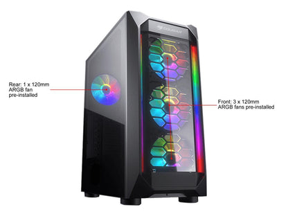 COUGAR MX410-G RGB Black ATX Mid Tower Powerful Airflow and Compact Mid-Tower Case with Tempered Glass