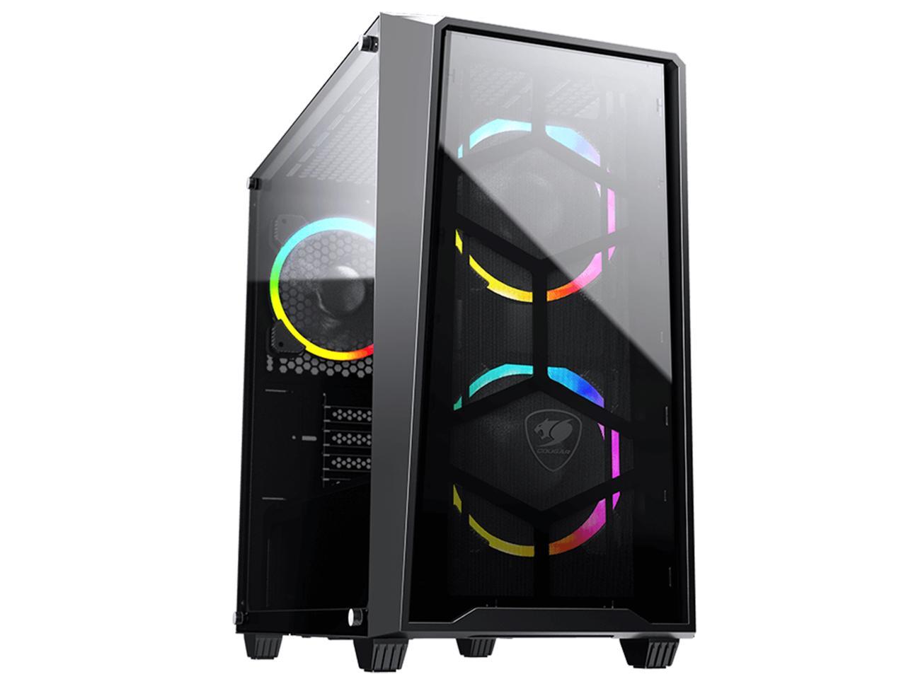 COUGAR MG120-G RGB Black Compact RGB Mini Tower Case with Tempered Glass Side Window