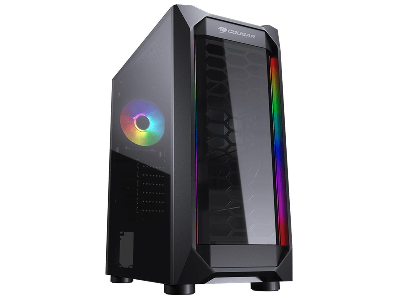 COUGAR MX410-T Black Powerful and Compact Mid-Tower Case with Massive Tempered Glass Left Panel and Dual ARGB Strips