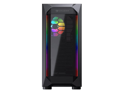 COUGAR MX410-T Black Powerful and Compact Mid-Tower Case with Massive Tempered Glass Left Panel and Dual ARGB Strips