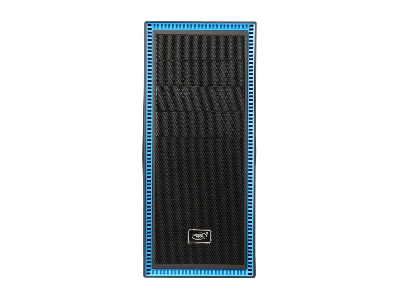 DEEPCOOL TESSERACT SW Mid Tower Computer Case with Side Window and 2 Blue LED Fans SGCC+PLASTIC+RUBBER COATING