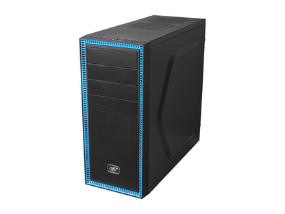 DEEPCOOL TESSERACT SW Mid Tower Computer Case with Side Window and 2 Blue LED Fans SGCC+PLASTIC+RUBBER COATING