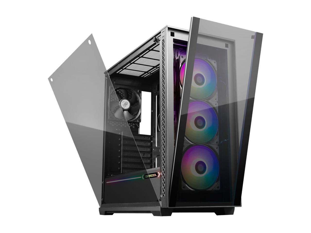 DEEPCOOL MATREXX 70 ADD-RGB 3F Mid-Tower Case 3x120mm ADD-RGB Fans Modular design Full-size Tempered Glass GPU Vertical Installation Quick Open Panels
