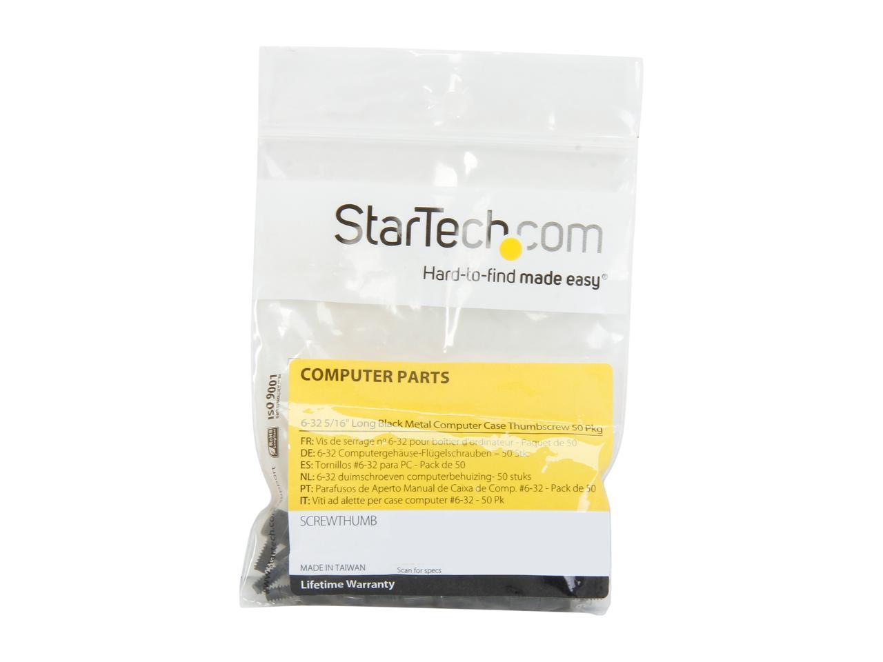 StarTech.com SCREWTHUMB 6-32, 5/16in Long Black Metal Computer Case Thumbscrew – Pkg of 50