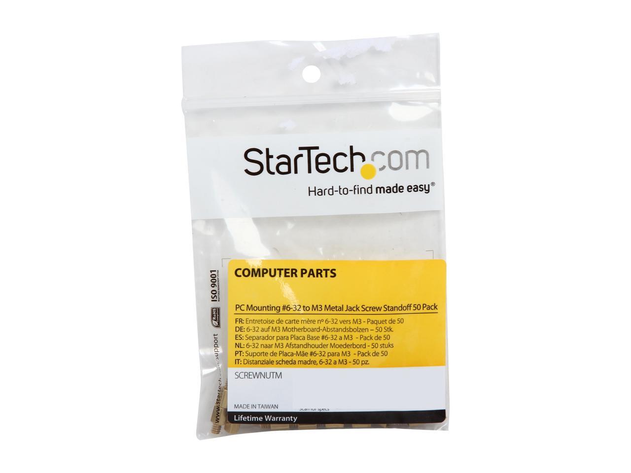 StarTech.com Replacement PC Mounting Metal Jack Screw Standoff - 50 Pack (SCREWNUTM)