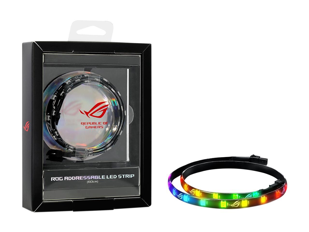 ASUS ROG Addressable RGB 5050 LED 60cm Lighting Strip with Magnetic Backing and Adhesive Strips for use with AURA Sync RGB