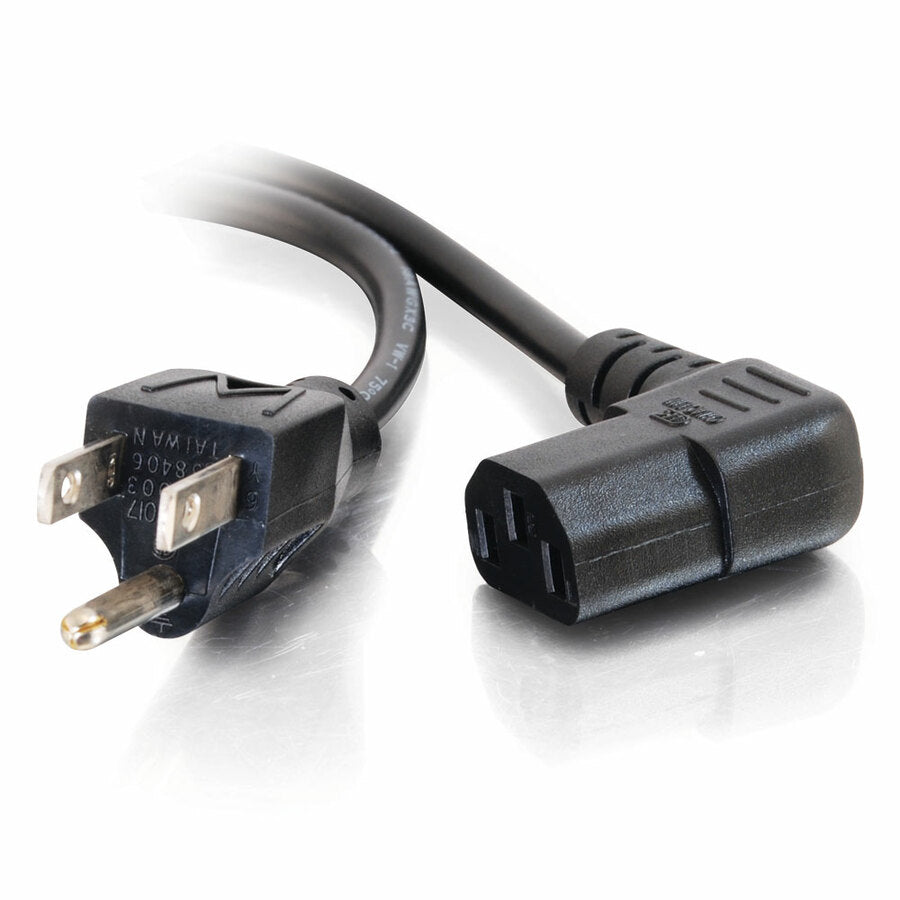 C2G 10ft 18 AWG Universal Right Angle Power Cord (NEMA 5-15P to IEC320C13R)