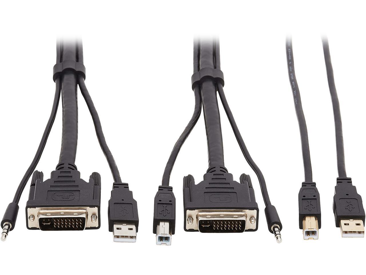Tripp Lite P784-006-U 6 ft. DVI KVM Cable Kit - DVI, USB, 3.5 mm Audio (3xM/3xM) + USB (M/M), 1080p, 6 ft., Black