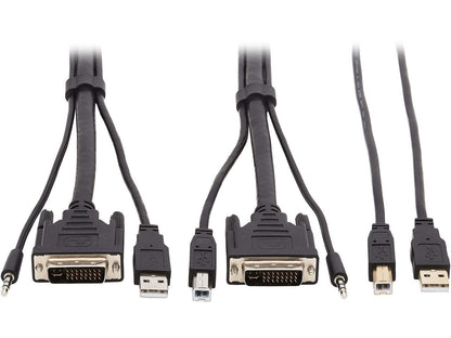 Tripp Lite P784-006-U 6 ft. DVI KVM Cable Kit - DVI, USB, 3.5 mm Audio (3xM/3xM) + USB (M/M), 1080p, 6 ft., Black