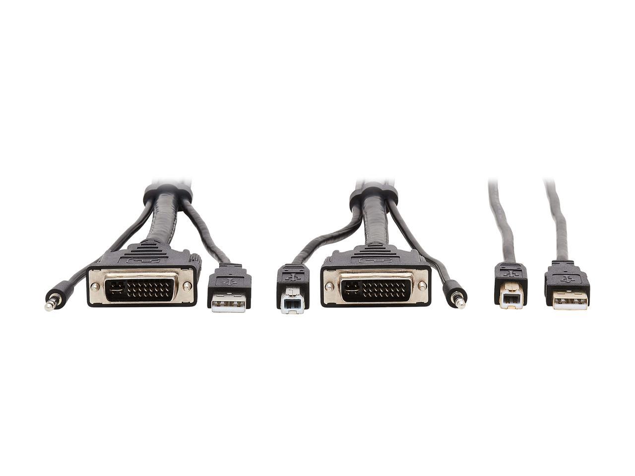 Tripp Lite P784-006-U 6 ft. DVI KVM Cable Kit - DVI, USB, 3.5 mm Audio (3xM/3xM) + USB (M/M), 1080p, 6 ft., Black