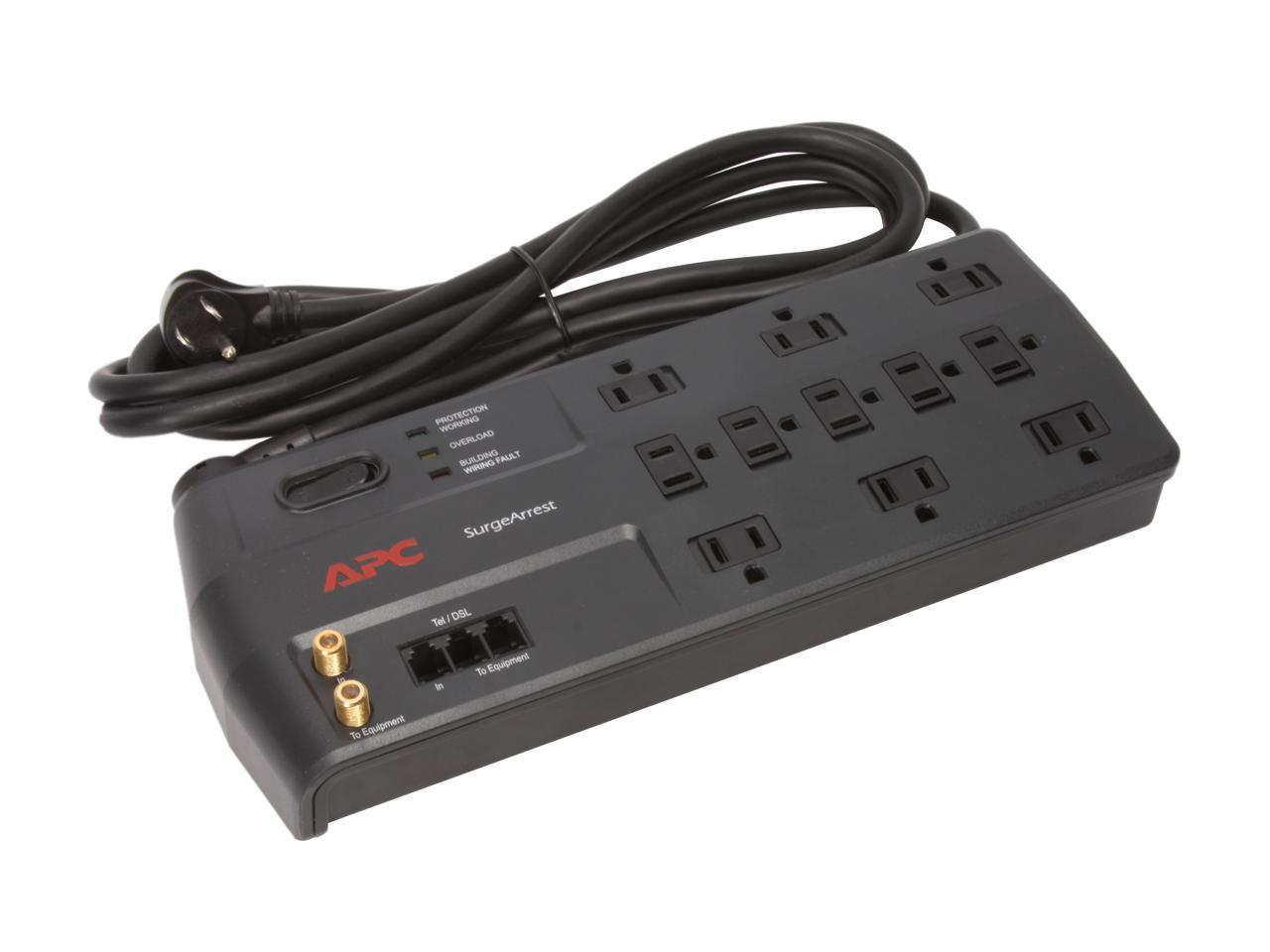 APC P11VT3 8 Feet 11 Outlets 3020 Joules Performance SurgeArrest 11 Outlets with Tel2 / Splitter and Coax Jacks