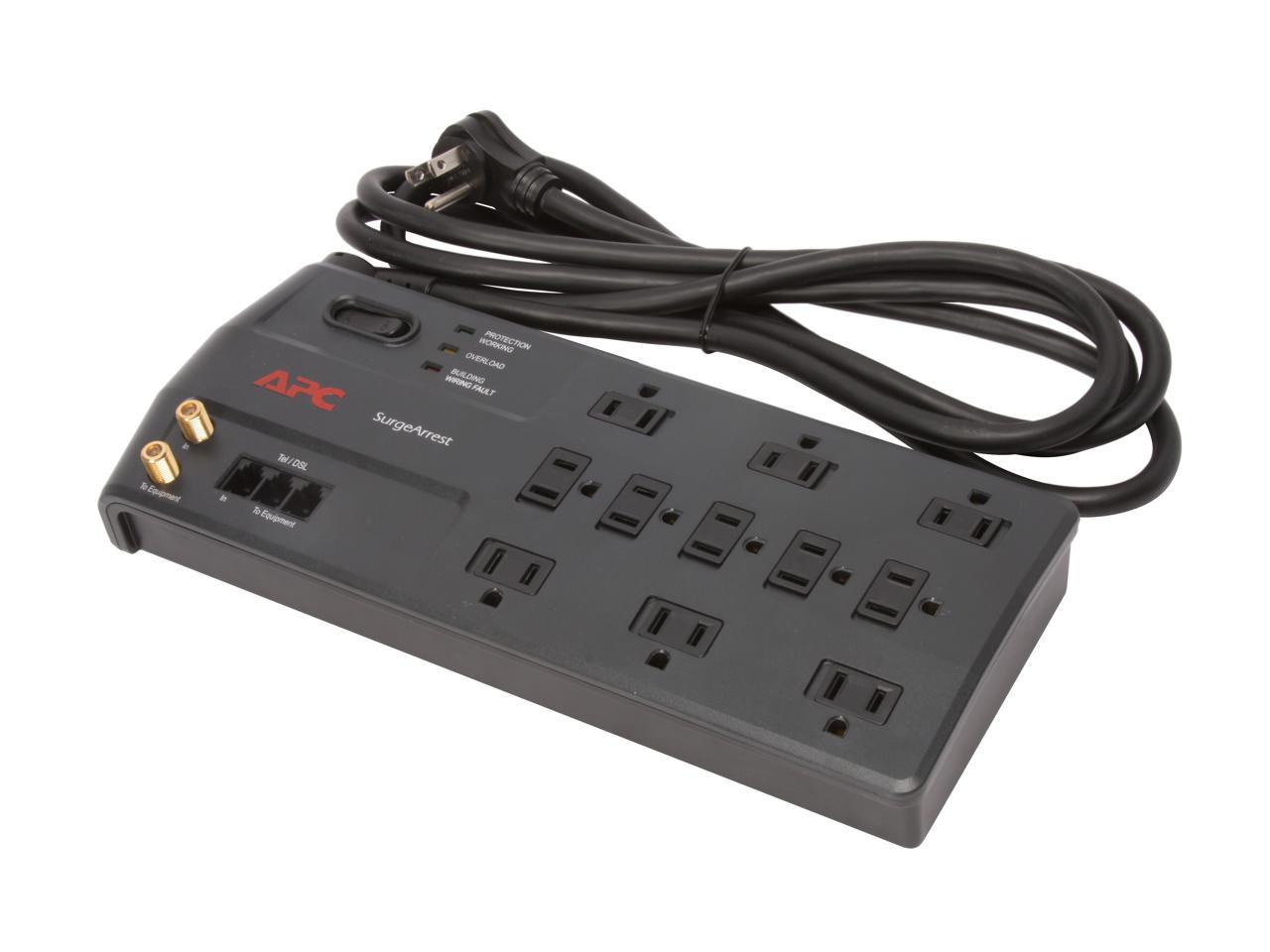 APC P11VT3 8 Feet 11 Outlets 3020 Joules Performance SurgeArrest 11 Outlets with Tel2 / Splitter and Coax Jacks