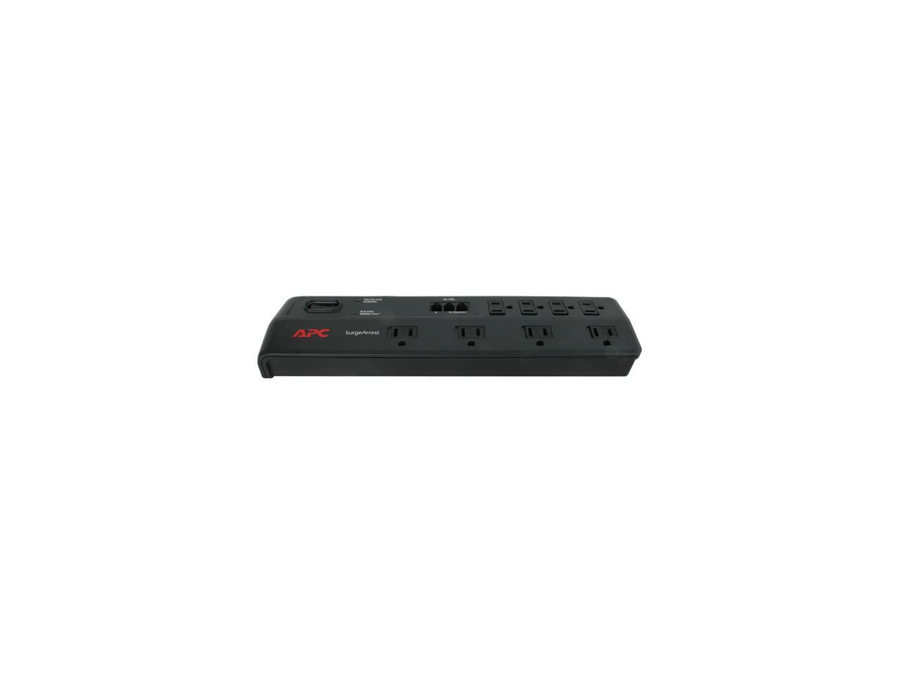 APC P8T3 6 Feet 8 Outlets 1750 Joules Home/Office SurgeArrest 8 Outlets with tel2/splitter Jacks