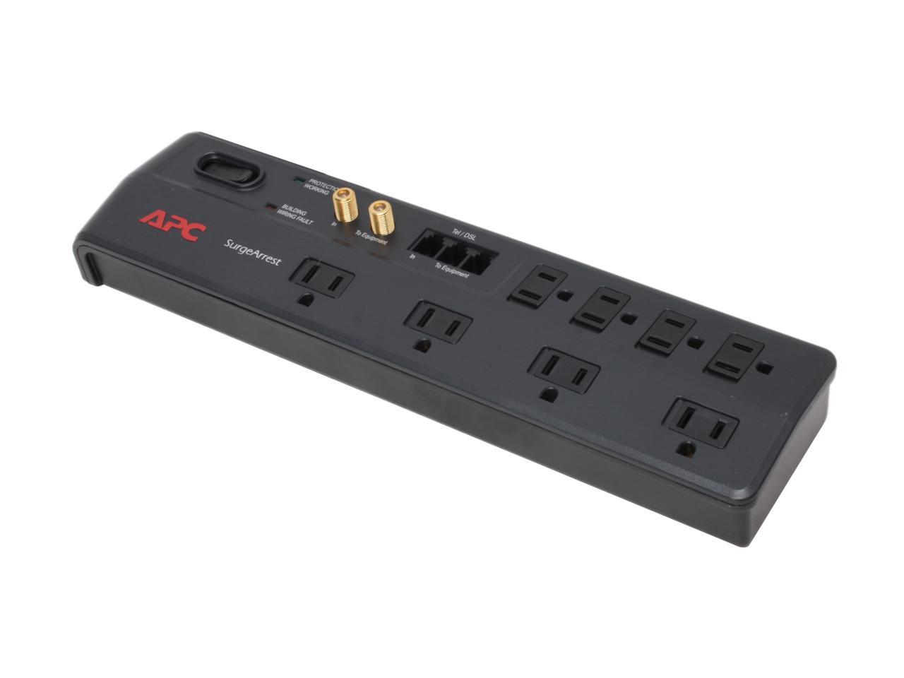 APC P8VT3 8-Outlet 2770 Joules Surge Protector with Telephone, DSL and Coaxial Protection