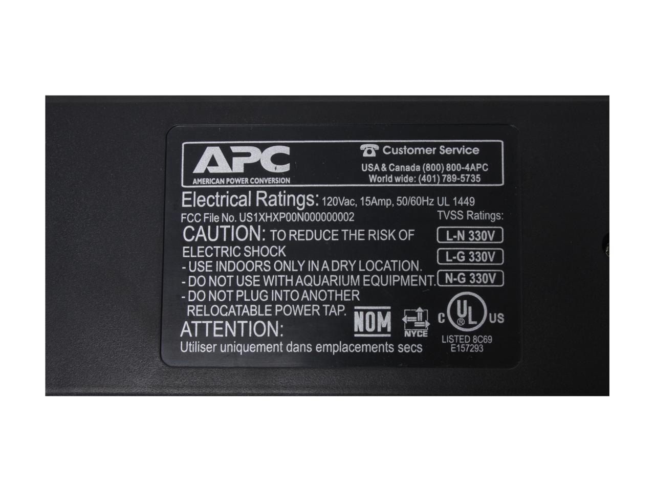 APC P8VT3 8-Outlet 2770 Joules Surge Protector with Telephone, DSL and Coaxial Protection