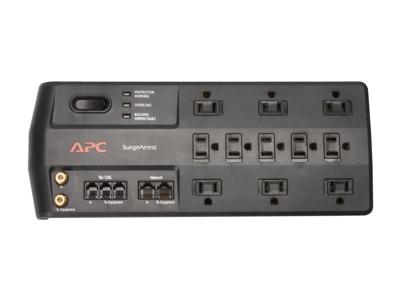 APC P11VNT3 8 feet 11 Outlets 3020 Joules Performance SurgeArrest with Phone (Splitter), Coax and Ethernet Protection, 120V