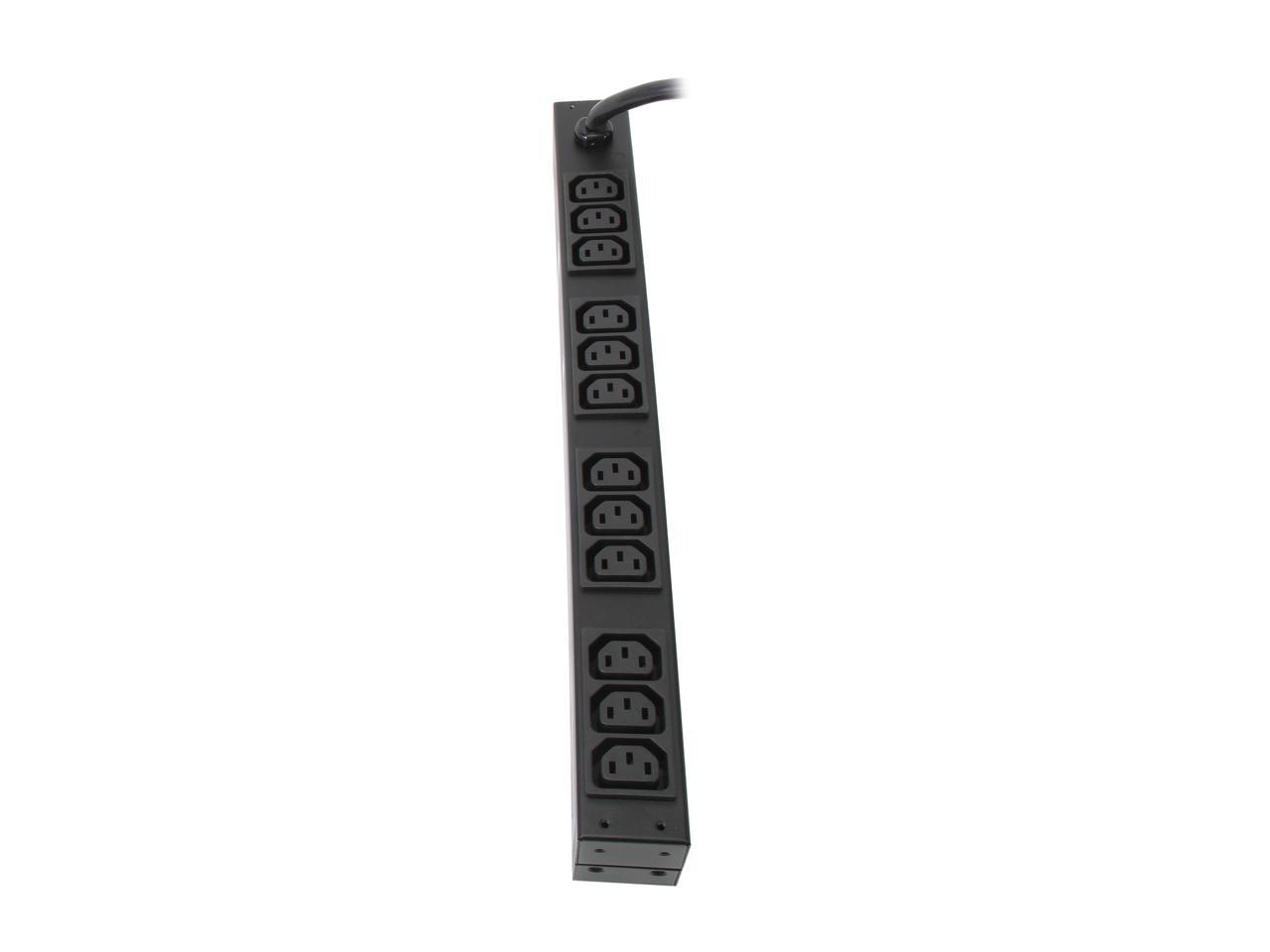 APC Rack Mount PDU, Basic 208V/20A, (12) Outlets, 1U Horizontal Rackmount (AP9566)
