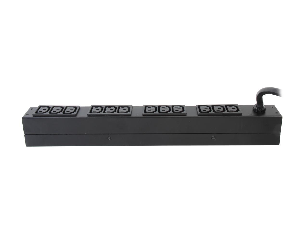 APC Rack Mount PDU, Basic 208V/20A, (12) Outlets, 1U Horizontal Rackmount (AP9566)