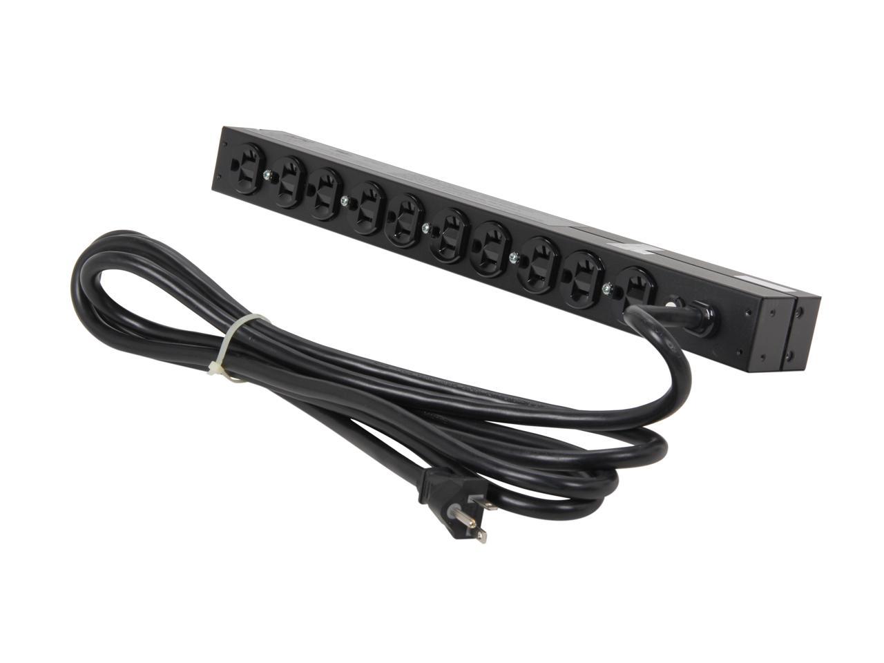 APC Rack Mount PDU, Basic 100V-120V/20A, (10) Outlets, 1U Horizontal Rackmount (AP9563)