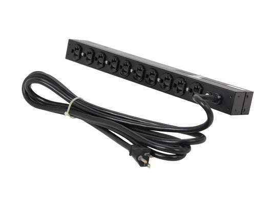 APC Rack Mount PDU, Basic 100V-120V/20A, (10) Outlets, 1U Horizontal Rackmount (AP9563)