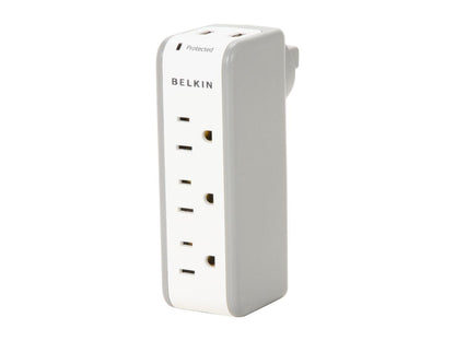 BELKIN BZ103050-TVL Wall Mount 3 Outlets 918 Joules Mini Surge Protector with 2 USB Charger - Wall Mount