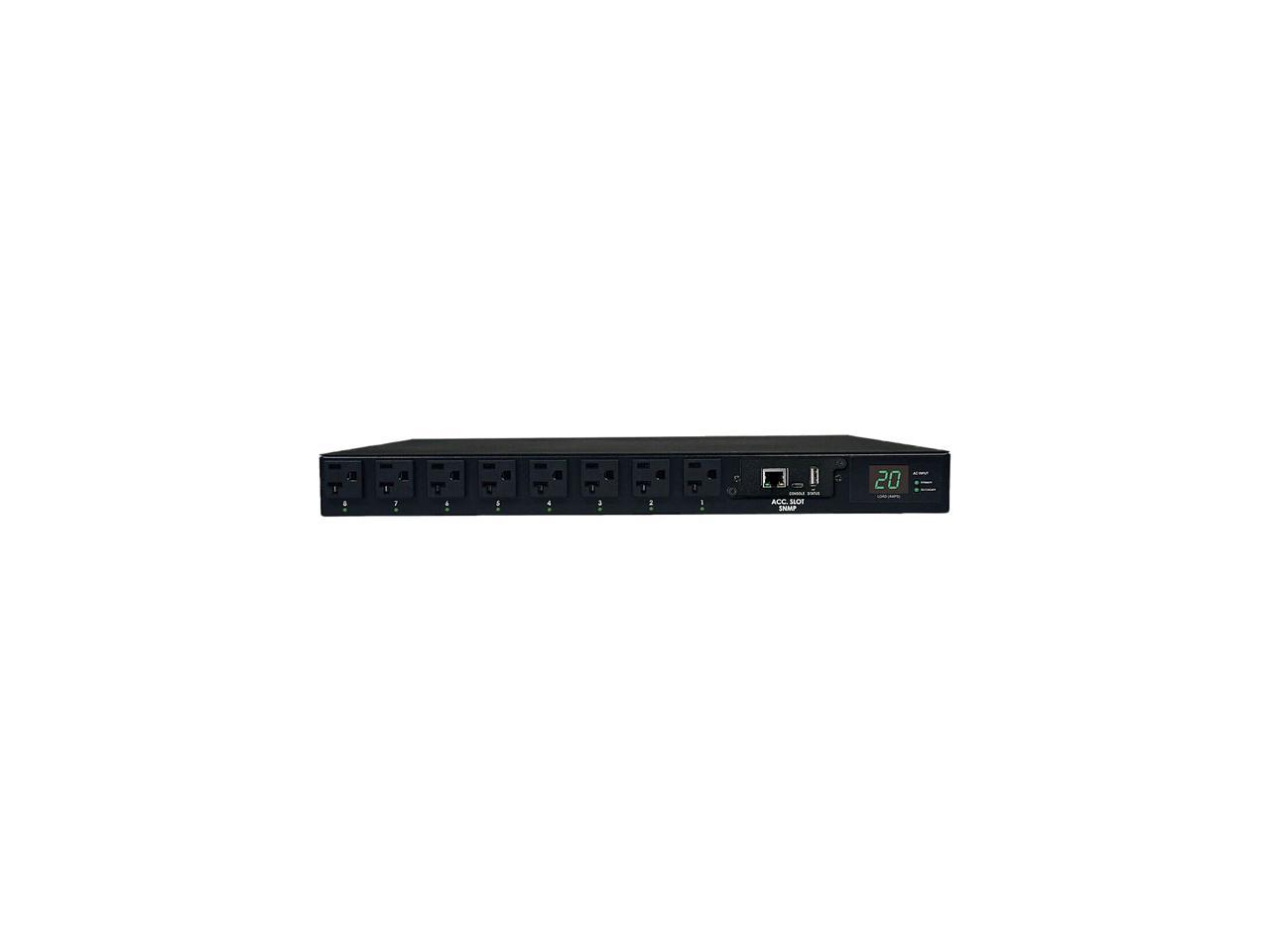 Tripp Lite 1.9 kWatts Single-Phase ATS / Switched PDU with LX Platform Interface, 120V Outlets (16 x 5-15/20R), 2 x L5-20P / 5-20P 12.0 Feet 120V Inputs, 1U Rack-Mount, TAA (PDUMH20ATNET)