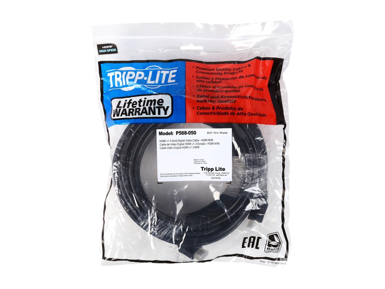 Tripp Lite Standard Speed HDMI Cable, 1080P, Digital Video with Audio (M/M), Black, 50-ft. (P568-050)