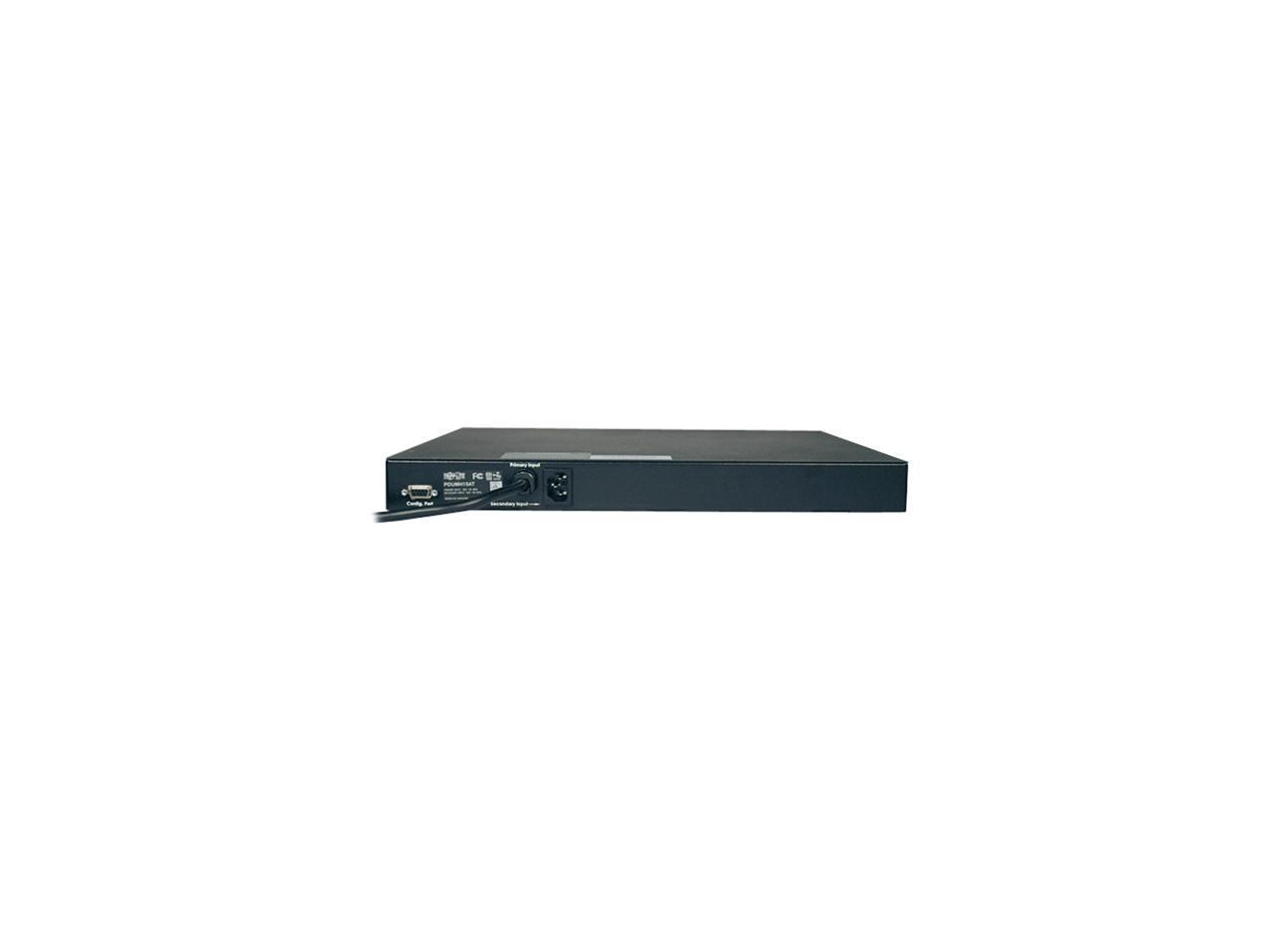 Tripp Lite Metered PDU with ATS, 15A, 8 Outlets (5-15R), 120V, 2 5-15P, 100 - 127 V Input, 2 12 ft. Cords, 1U Rack-Mount Power, TAA (PDUMH15AT)