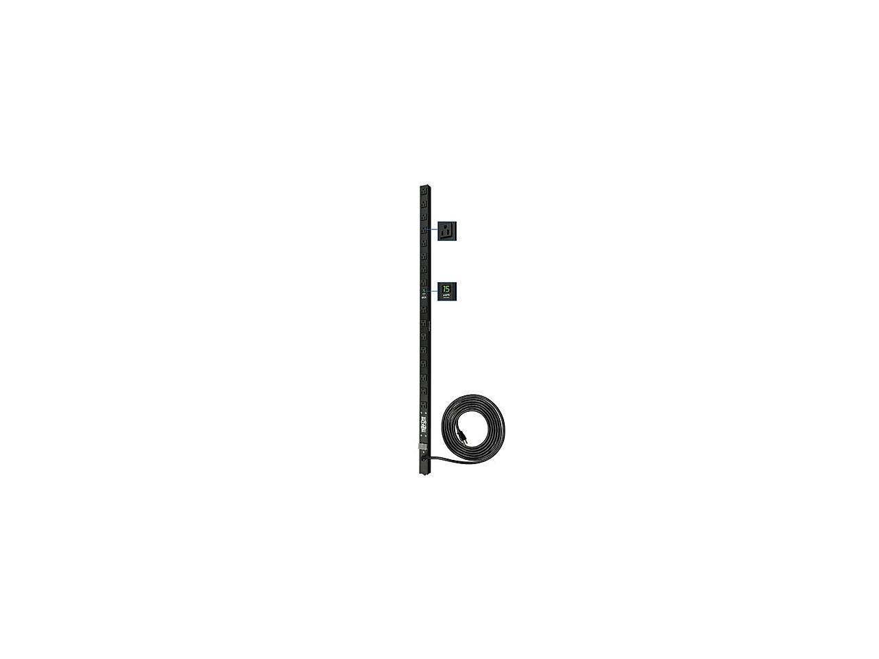 Tripp Lite Metered PDU, 15A, 16 Outlets (5-15R), 120 V, 5-15P, 15 ft. Cord, 0U Vertical Rack-Mount Power (PDUMV15)