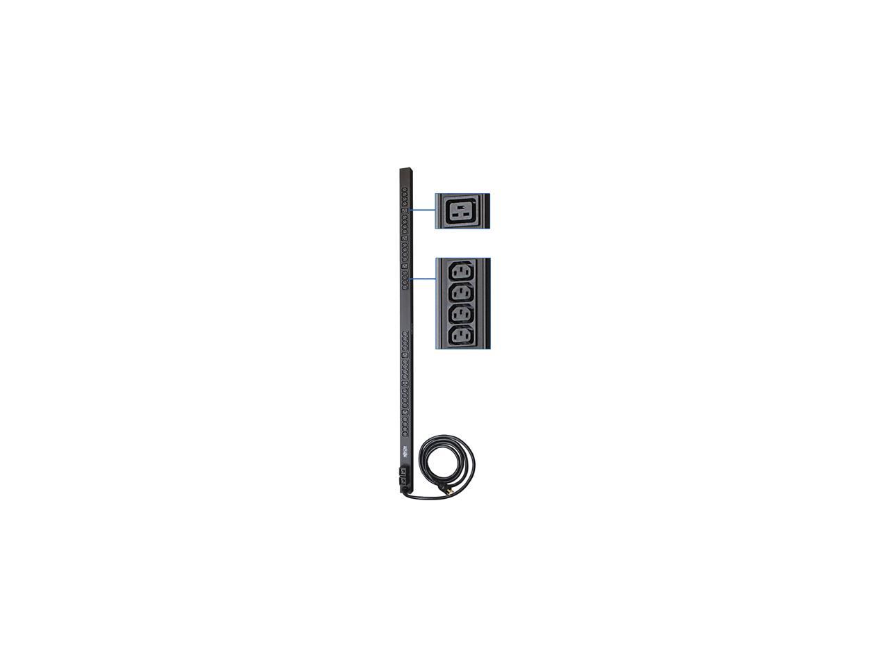 Tripp Lite Basic PDU, 30A, 38 Outlets (6 C19 & 32 C13), 208 / 240 V, L6-30P, 10 ft. Cord, 0U Vertical Rack-Mount Power (PDUV30HV)